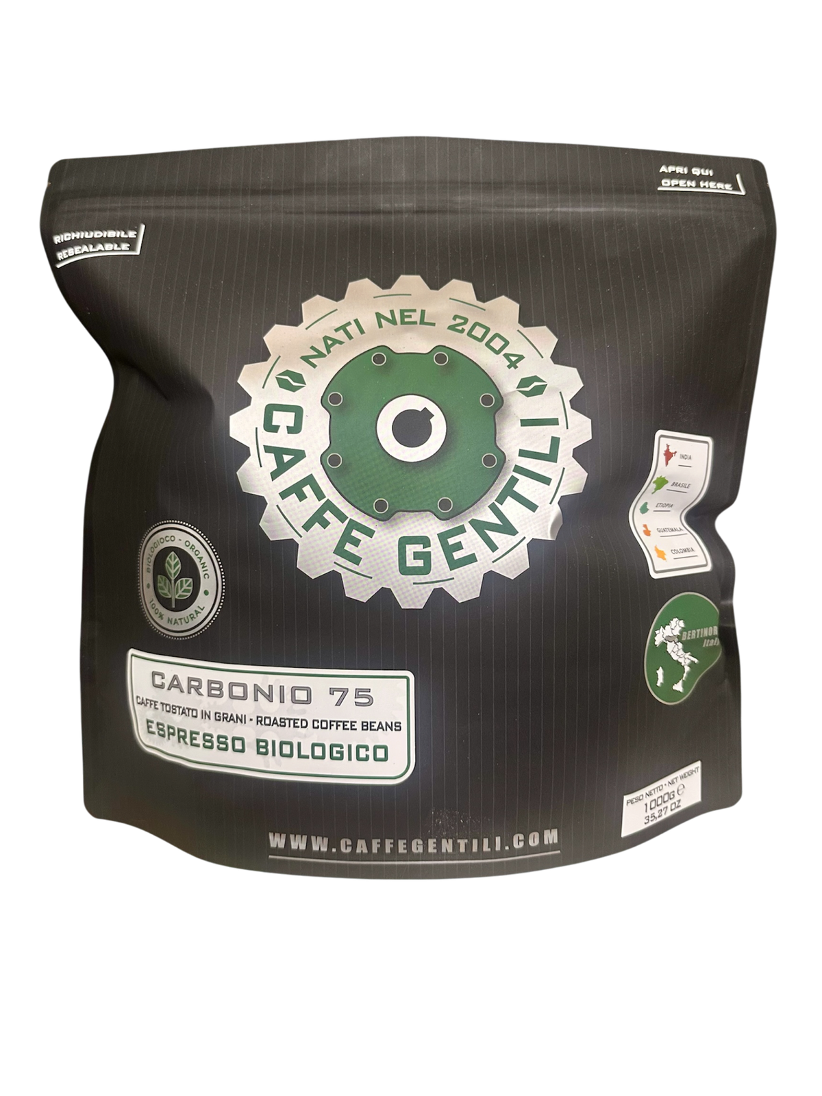 Caffè in Grani Biologico per Espresso Carbonio 75