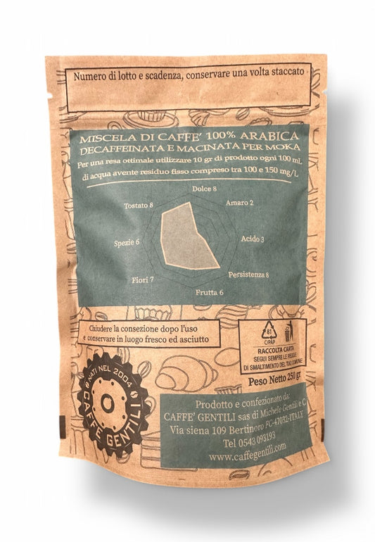 Caffè macinato per moca DECAFFEINATO: IL CAFERECCIO