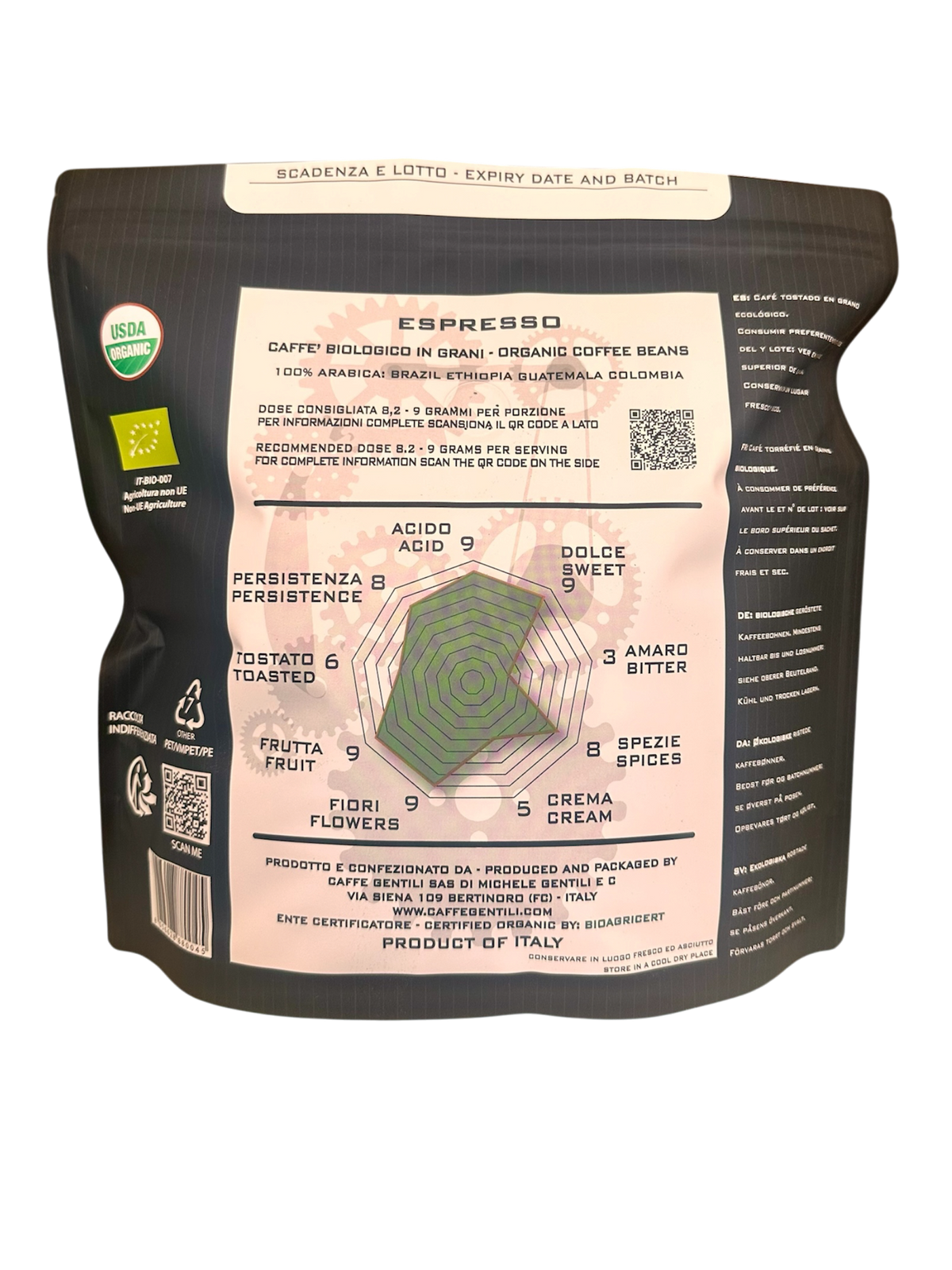Caffè in Grani Biologico per Espresso Carbonio 100